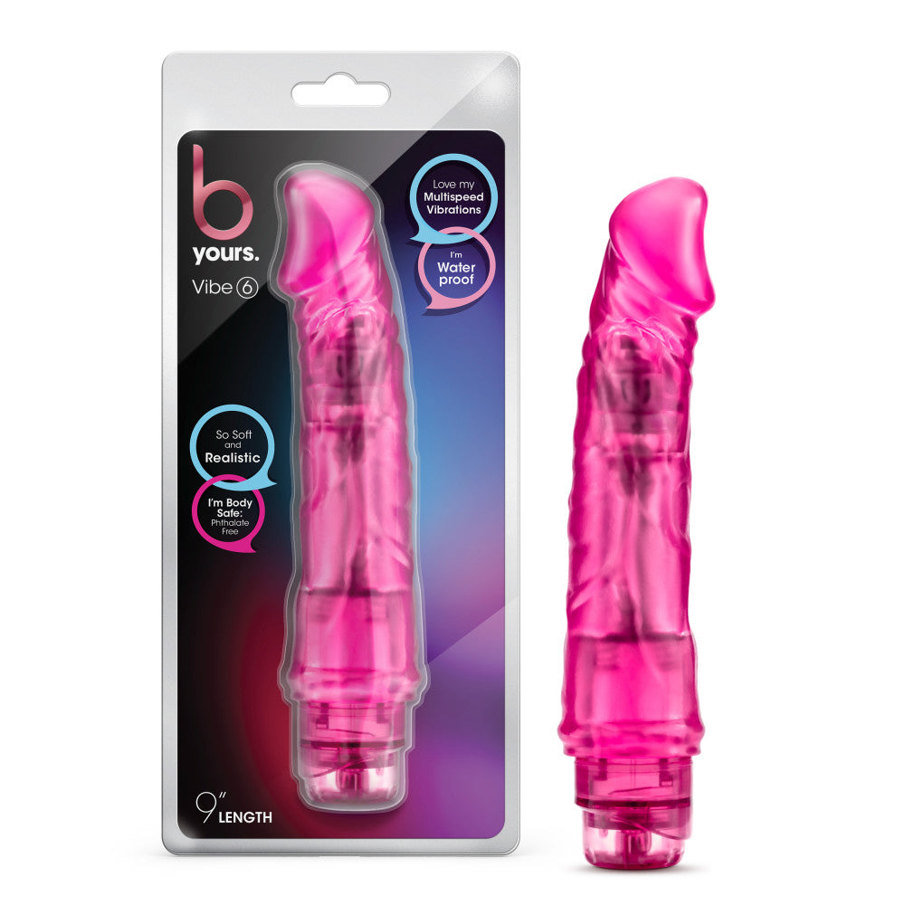 Blush B Yours Vibe 6 Realistic Pink 9.25-Inch Long Vibrating Dildo –  BlushVibe.com