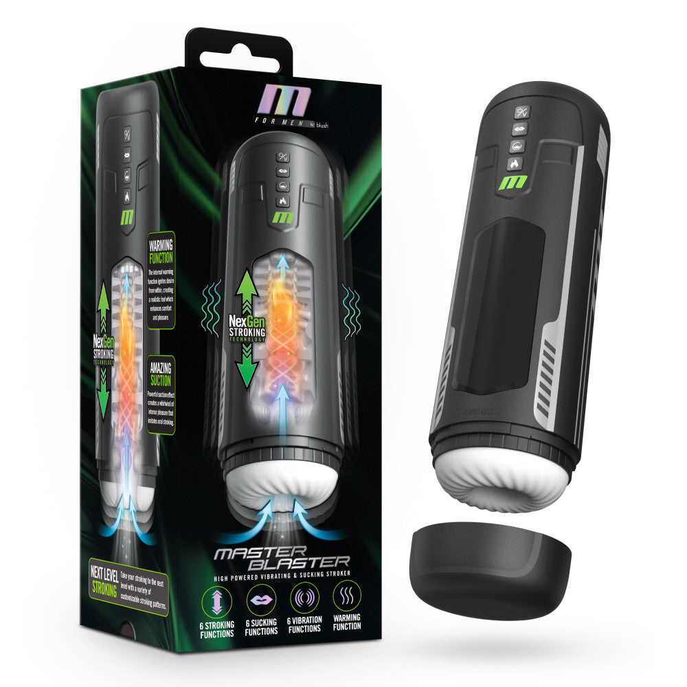M For Men By Blush | Master Blaster Vibrating, Stroking & Sucking Automatic Male Masturbator With Warming Technology Black BlushVibe.com M For Men By Blush | Master Blaster Vibrating, Stroking & Sucking Automatic Male Masturbator With Warming Technology Black BlushVibe.com
