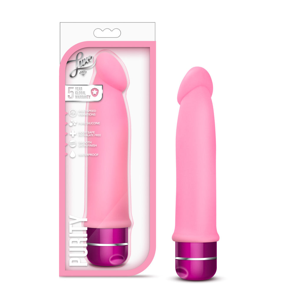 Blush Luxe Purity Pink 7.5-Inch Long Vibrating Dildo  BlushVibe.com