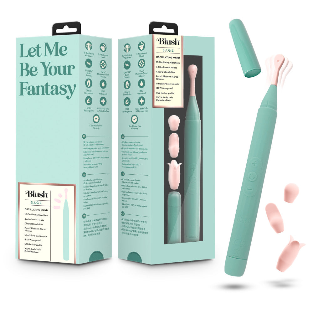 Blush Sage Oscillating Wand Precision Tip - 3 Attachments Green BlushVibe.com Blush Sage Oscillating Wand Precision Tip - 3 Attachments Green BlushVibe.com