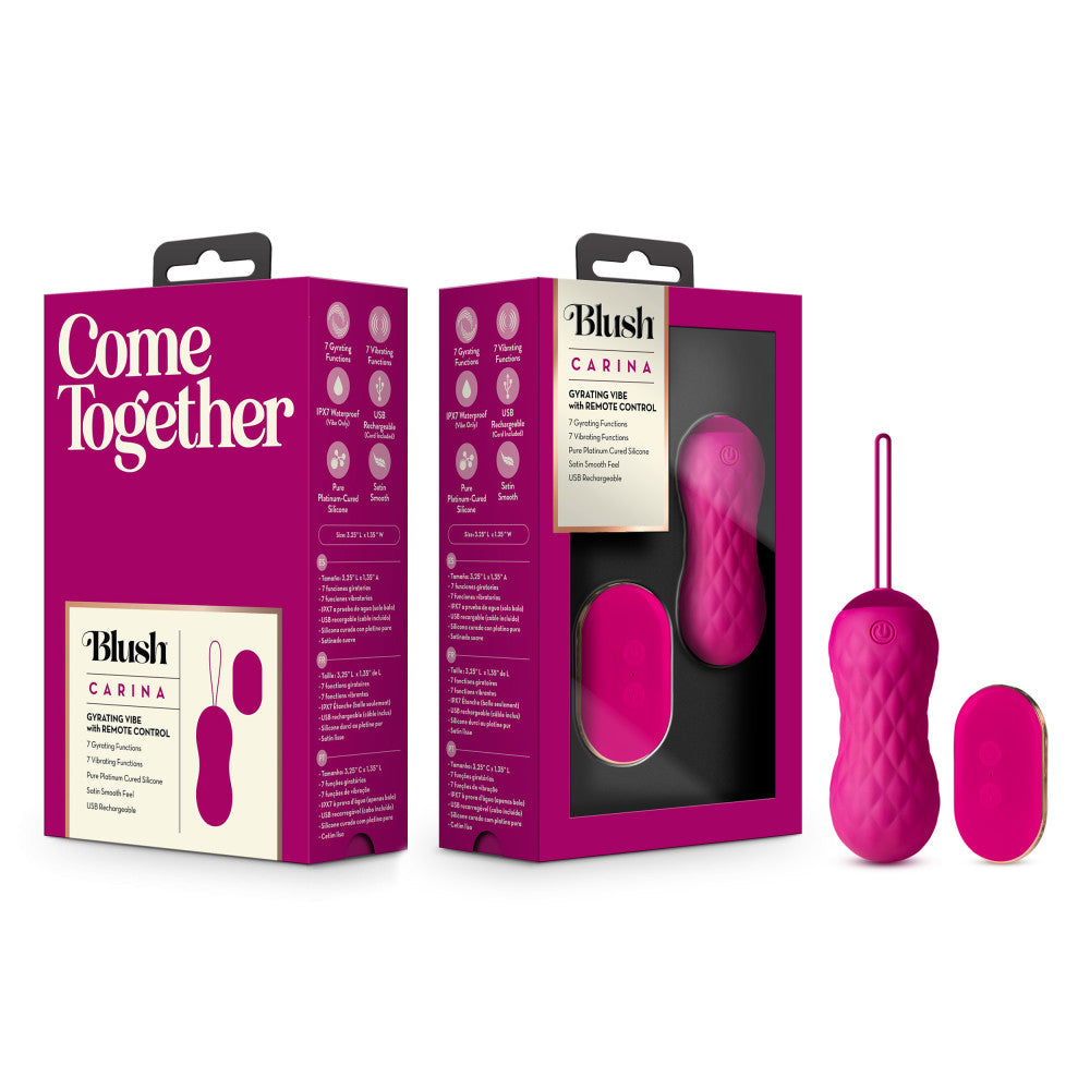 Blush Carina Velvet Vibrating Rechargeable Remote Control Kegel