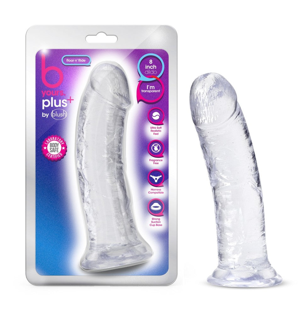 B Yours Plus Dildo Roar N Ride in Clear | Blush Sex Toys – BlushVibe.com