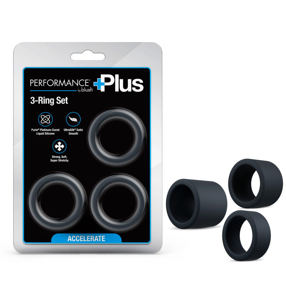 Blush | Accelerate 3 Silicone Cock Ring Set In Black | Adult Sex Toy BlushVibe.com Blush | Accelerate 3 Silicone Cock Ring Set In Black | Adult Sex Toy BlushVibe.com