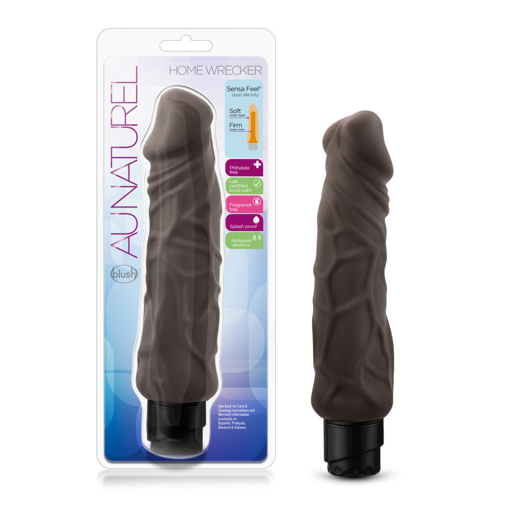 Blush Au Naturel Home Wrecker Realistic Brown 9.25-Inch Long Vibrating Dildo   BlushVibe.com