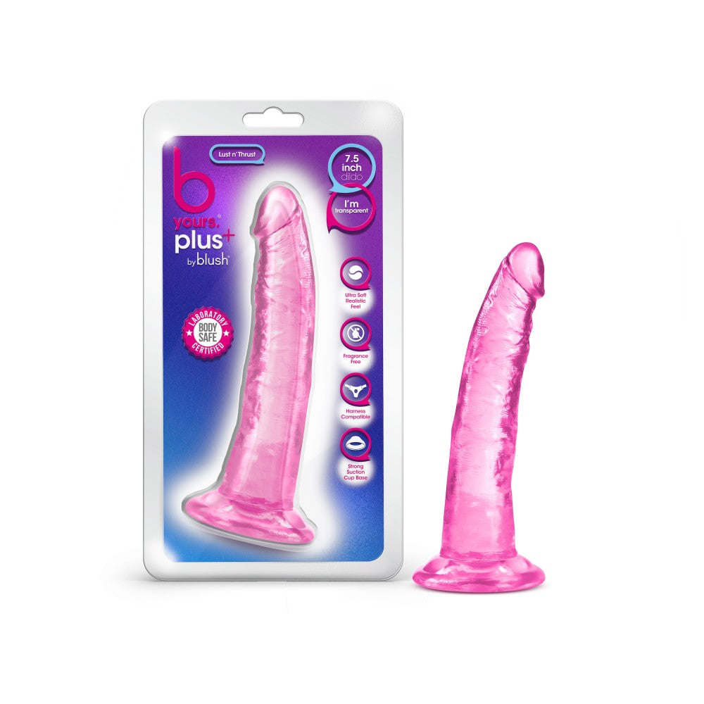 Blush B Yours Plus Lust N' Thrust Realistic G-Spot Pink 7.5-Inch Long Dildo  With Suction Cup Base  BlushVibe.com