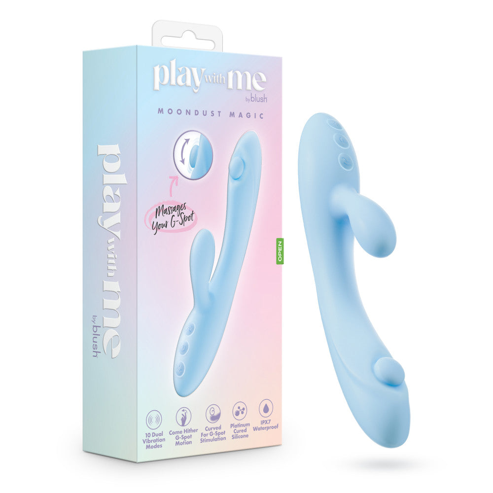 Blush Play With Me | Moondust Magic - G Spot Clitoral Rabbit Vibrator in  Blue | Blush Online Store – BlushVibe.com