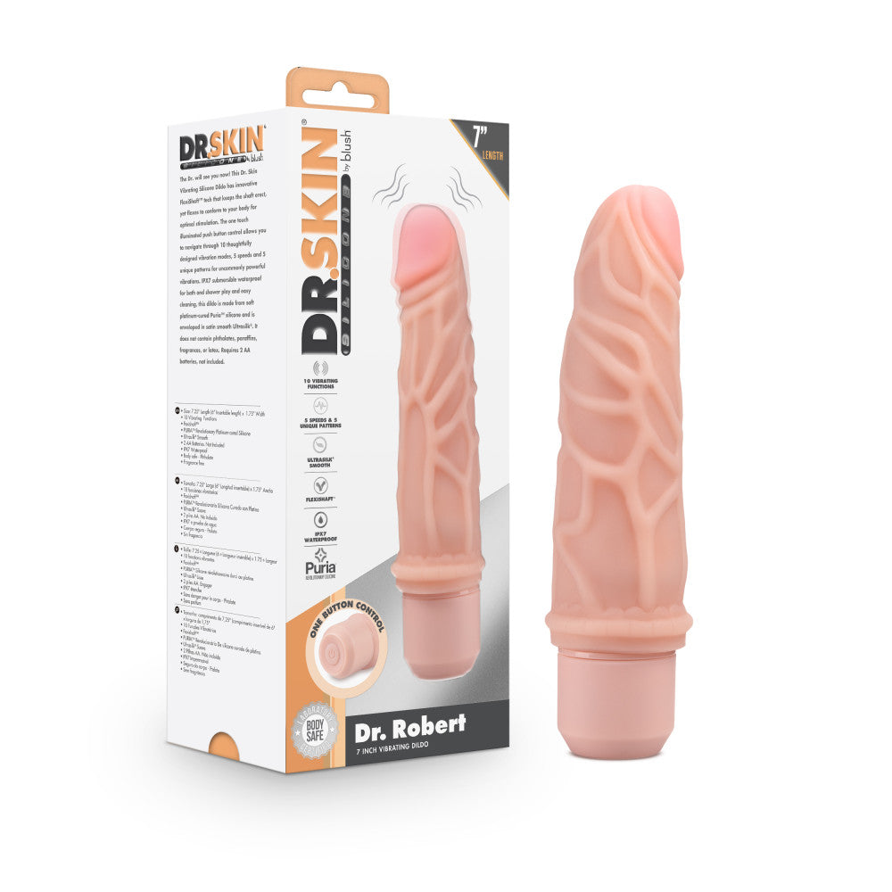 Blush Dr. Skin Silicone Dr. Robert Beige 7.25-Inch Long Vibrating Dildo –  BlushVibe.com