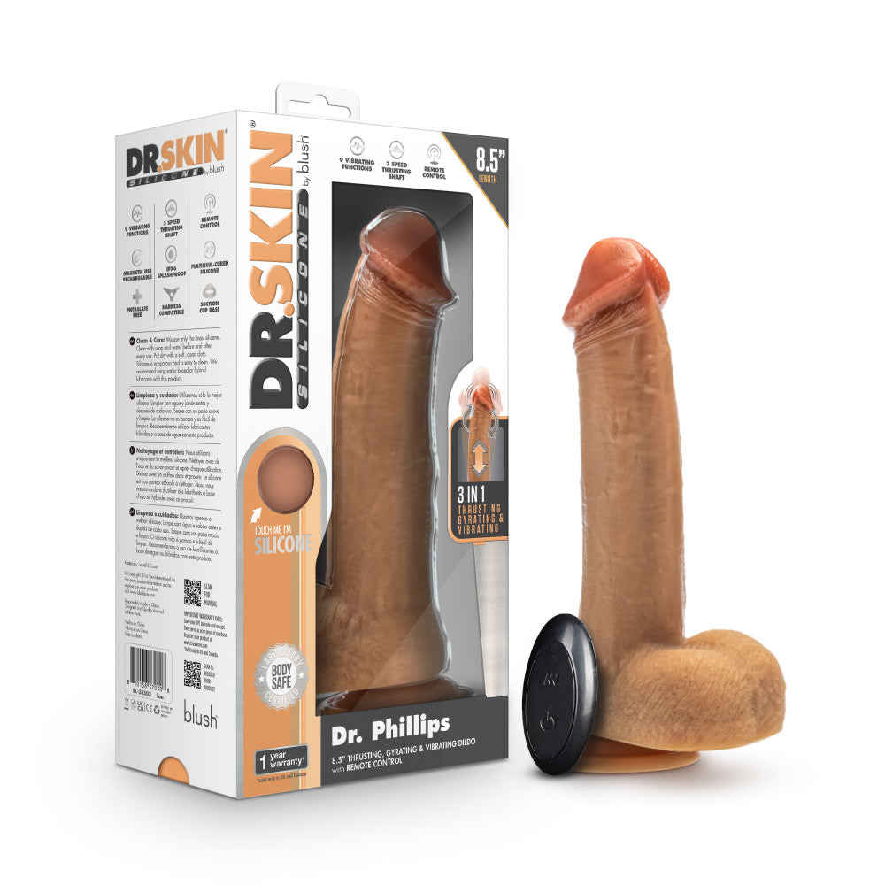 Blush |&nbsp;Dr. Skin Silicone Dr. Phillips 9 Inch Vibrating And Thrusting  Dildo  BlushVibe.com