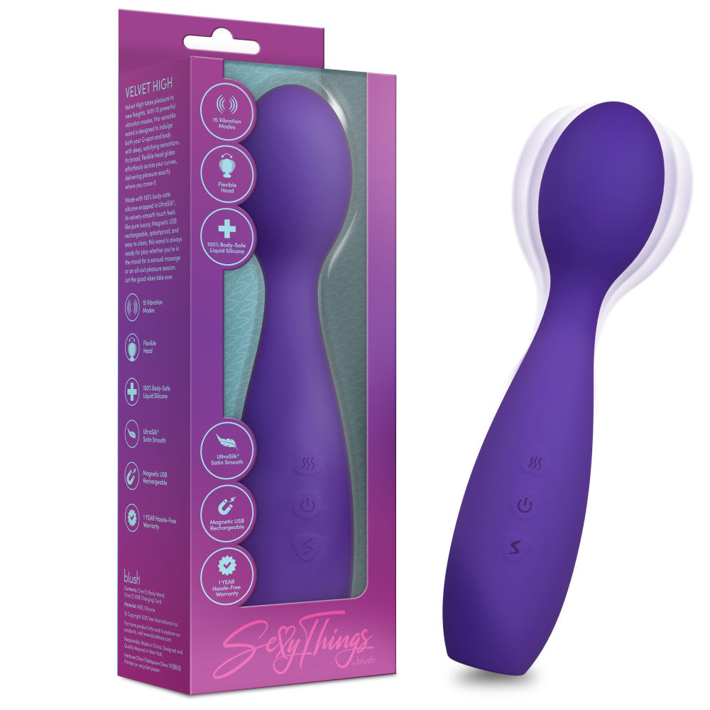 Blush Velvet High | 15-Mode G-Spot & Clitoral Massage Wand in Purple BlushVibe.com Blush Velvet High | 15-Mode G-Spot & Clitoral Massage Wand in Purple BlushVibe.com
