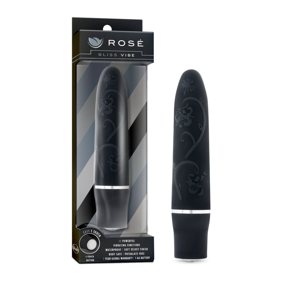 Blush Rose Bliss Vibe Black 4-Inch Vibrating Mini Vibrator BlushVibe.com Blush Rose Bliss Vibe Black 4-Inch Vibrating Mini Vibrator BlushVibe.com