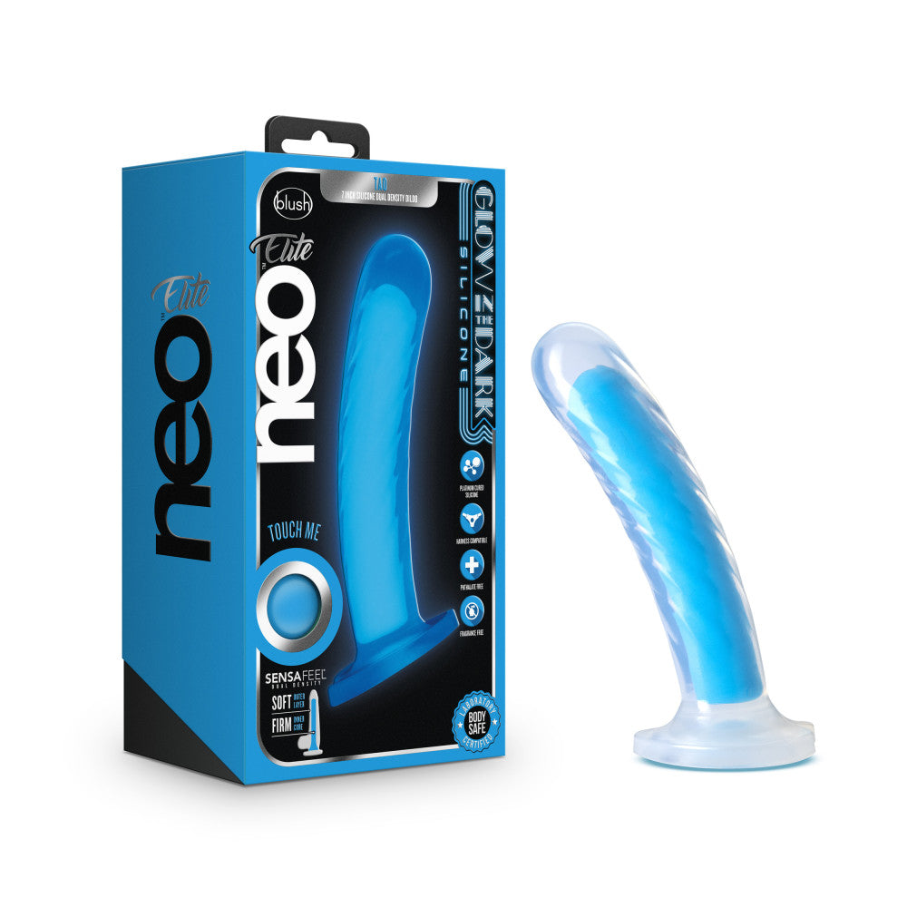 Neo Elite | Tao Glow In The Dark Neon Blue: 7-Inch Long Dildo BlushVibe.com Neo Elite | Tao Glow In The Dark Neon Blue: 7-Inch Long Dildo BlushVibe.com