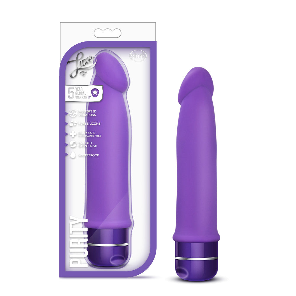 Luxe By Blush® | Purity Purple 7.5-Inch Long Vibrating Dildo