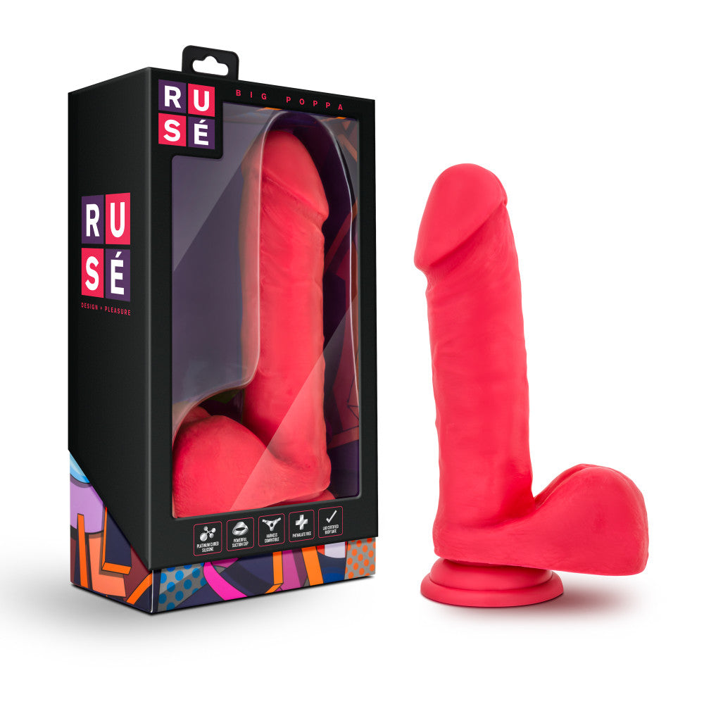 Blush Ruse Big Poppa Realistic G-Spot Cerise 7.75-Inch Long Dildo With  Balls & Suction Cup Base – BlushVibe.com