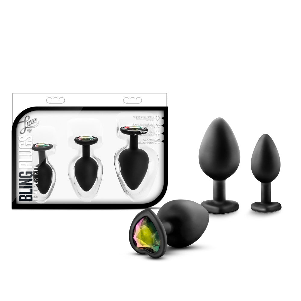 Luxe Bling Plugs Training Kit Black With Rainbow Gems | Shop Adult Sex Toys  – BlushVibe.com