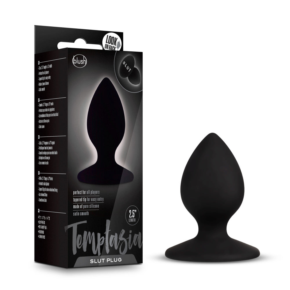 Blush Temptasia Slut Black 2.5-Inch Anal Plug With Suction Cup Base –  BlushVibe.com