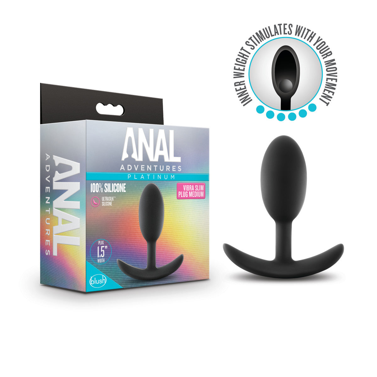 Anal Adventures Platinum By Blush® | Vibra Slim Black 4-Inch Anal Plug