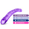 Translucent purple long, straight double dildo with a realistic head on either end and subtle veins throughout the entire length.  Additional images show alternate angles.