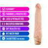 Vanilla skin tone vibrating dildo has an ultra realistic shape, with a defined but tapered head and veins along the shaft. Twist dial on bottom to adjust intensity. Additional images show alternate angles.