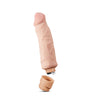 Ultra realistic, vanilla skin tone vibrating dildo with a defined head and subtle veins along the shaft. Long shaft with a very slight curve. Twist dial on bottom to adjust intensity.  Additional images show alternate angles.