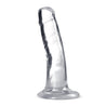 Shows clear realistic dildo without balls standing. Other photos show alternate angles. 