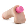 Ultra realistic, vanilla skin tone sleeve with a defined head and very subtle texture and balls. Sleeve can be removed from the included slimline vibrator. Twist dial on bottom to adjust intensity.   Additional images show alternate angles.