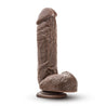 Ultra realistic dildo. Featuring a realistic head, many veins along the straight but flexible shaft, and realistic balls. Suction cup base. Additional images show alternate angles.