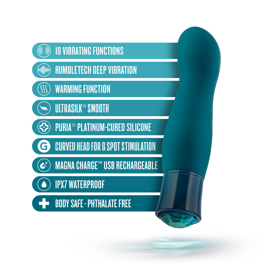 Oh My Gem Fierce 5.5 Inch Warming G Spot Vibrator in Topaz - Made with Smooth Ultrasilk® Puria™ Silicone