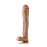 Vanilla skin tone ultra realistic dildo.  A uniquely shaped extra long dildo that is thicker at the head and becomes gradually thinner down the shaft toward the realistic balls. Veins along the shaft. Suction cup base.  Additional images show alternate angles.