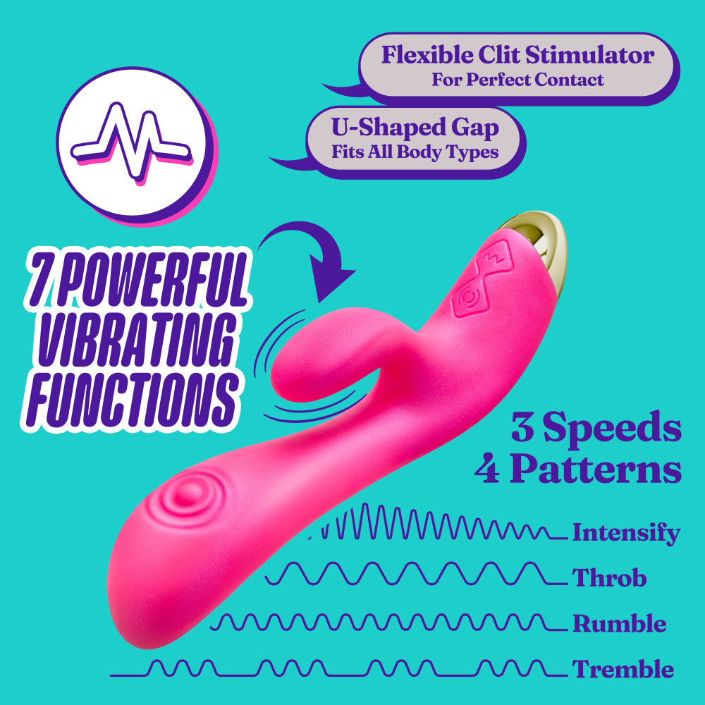 Blush Aria | Pleasin' AF: 8 Inch Flexible Multispeed G Spot Vibrator in Fuchsia - Made with Smooth Ultrasilk™ Puria™ Silicone