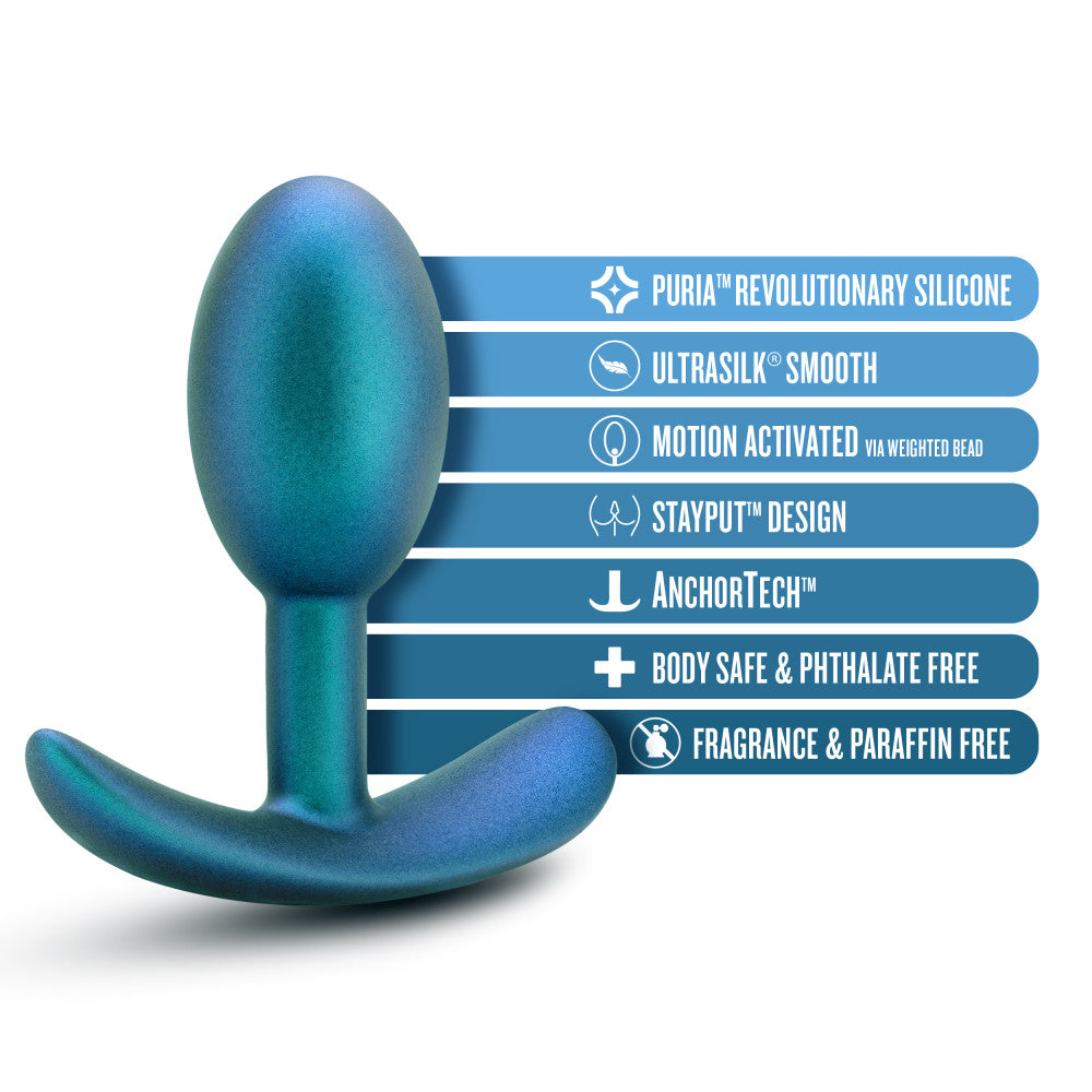 Anal Adventures Matrix | The Nebula Plug: 3.5 inch Vibrating Inner Ball Butt Plug in Lunar Blue | With Stayput™ Technology & Anchortech™ Base