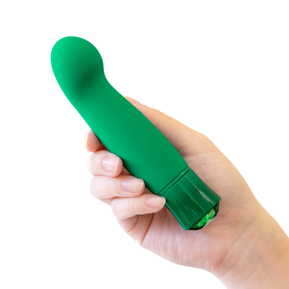 Blush Oh My Gem Enchanting 5.5 Inch Warming G Spot Vibrator in Emerald - Made with Smooth Ultrasilk® Puria™ Silicone