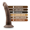 Chocolate skin tone ultra realistic silicone dildo. Featuring a small tapered head for easy insertion, veins along the thin, upwardly curved shaft, and a suction cup base. Additional images show alternate angles.