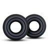 Set of two large and extra thick, plush cock rings. Round, soft, smooth, and stretchy black rings. Additional images show alternate angles.