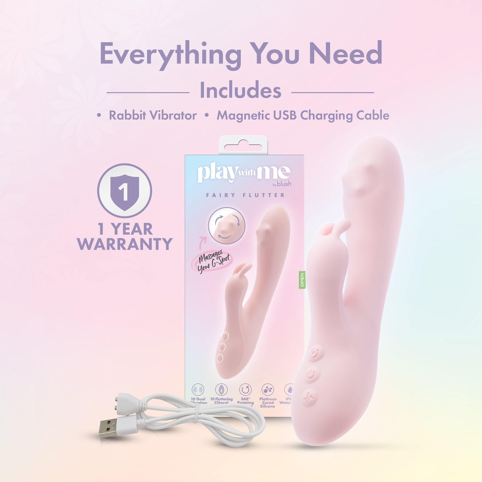 Blush Play With Me | Fairy Flutter - 7.75 Inch G Spot Clitoral Rabbit Vibrator in Pink | Blush Online Store BlushVibe.com Blush Play With Me | Fairy Flutter - 7.75 Inch G Spot Clitoral Rabbit Vibrator in Pink | Blush Online Store BlushVibe.com