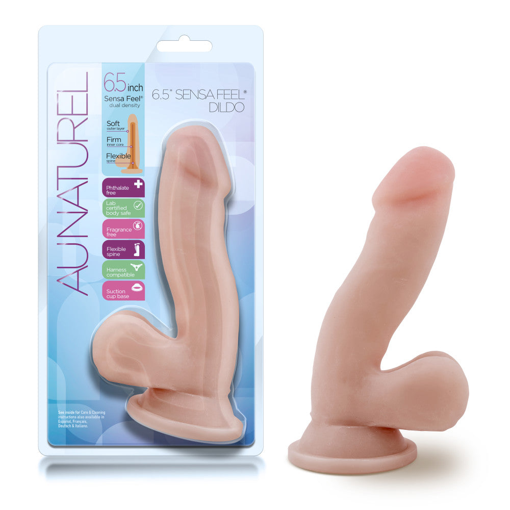 Au Naturel Realistic Beige 6.5-Inch Long Dildo With Balls & Suction Cup Base