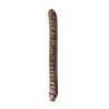 Chocolate skin tone long, straight double dildo with a realistic head on either end and veins throughout the entire length.  Additional images show alternate angles.