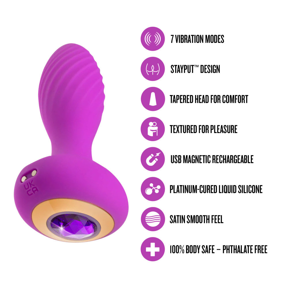 Blush Oh My Gem| 4.5 Inch Vibrating Anal Plug In Purple | Blush Online Store BlushVibe.com Blush Oh My Gem| 4.5 Inch Vibrating Anal Plug In Purple | Blush Online Store BlushVibe.com