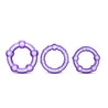 Set of 3 super elastic purple beaded Stay Hard cock rings in 3 different sizes that stretch for comfortable wear. Additional images show alternate angles.