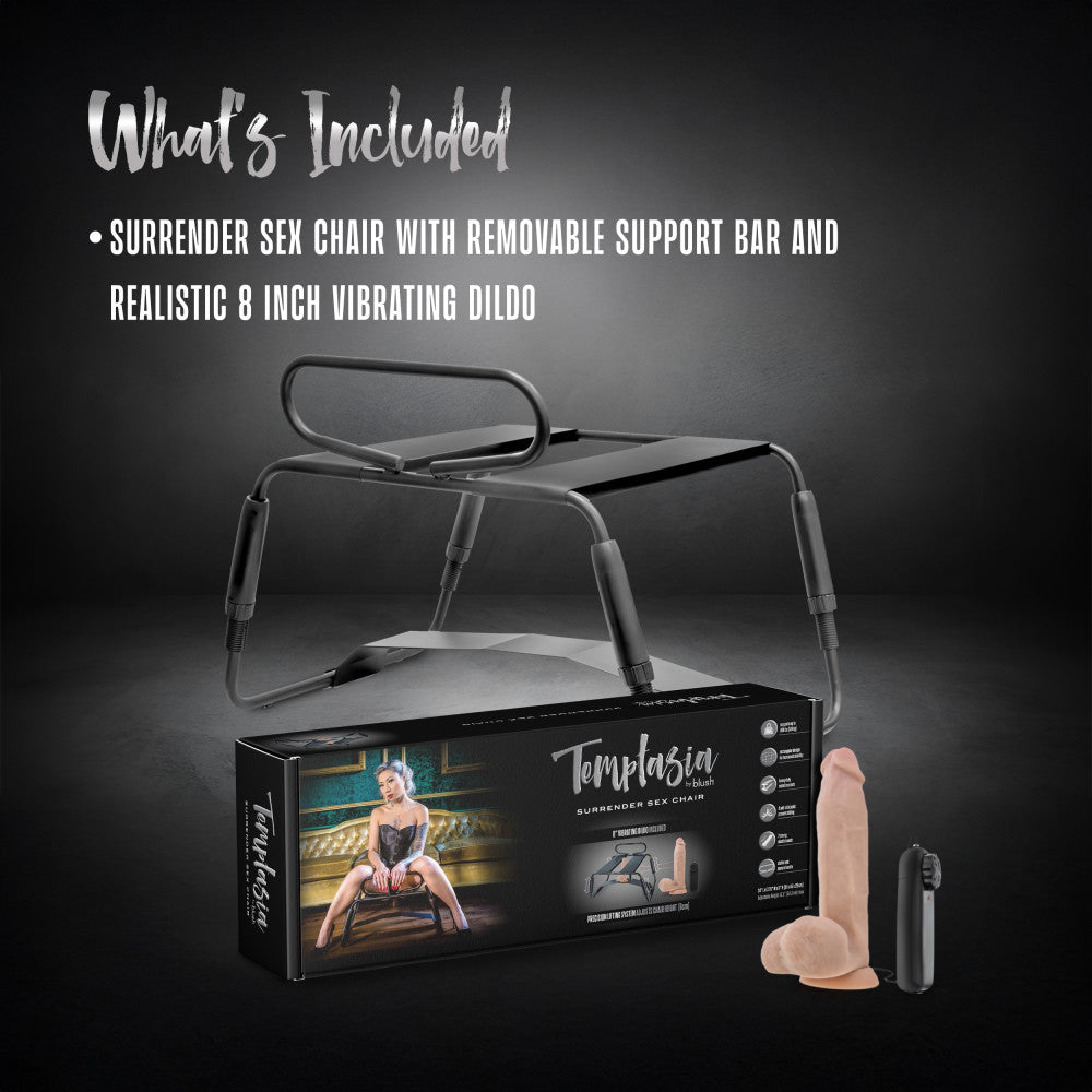Temptasia By Blush | Surrender Sex Chair in Black - Unlimited Sex Positions With Strong Brackets & 4 Anti-Skid Pads - BDSM & Bondage Equipment BlushVibe.com Temptasia By Blush | Surrender Sex Chair in Black - Unlimited Sex Positions With Strong Brackets & 4 Anti-Skid Pads - BDSM & Bondage Equipment BlushVibe.com
