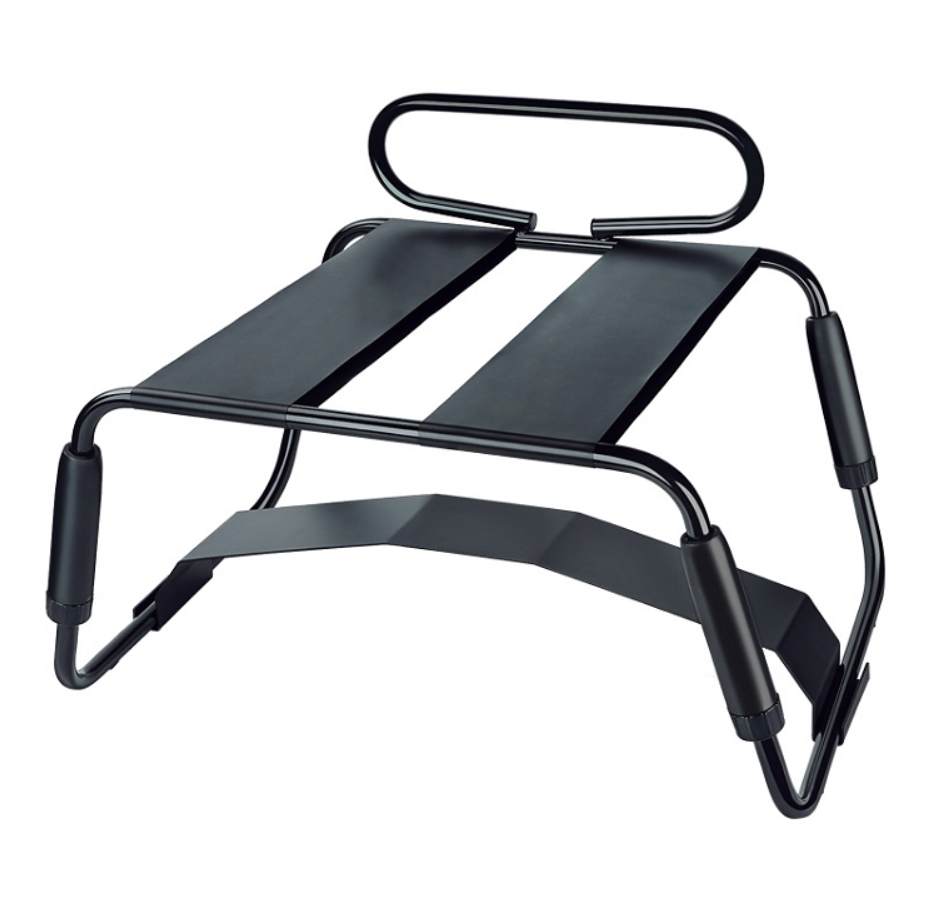 Temptasia Surrender Sex Chair in Black - Unlimited Sex Positions With Strong Brackets & 4 Anti-Skid Pads - BDSM & Bondage Equipment