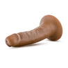Mocha skin tone slim realistic dildo. Featuring a small head, subtle veins along the shaft, and a suction cup base. Additional images show alternate angles.