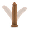 Mocha skin tone ultra realistic dildo. Featuring a rounded head, veins along the straight but flexible shaft, and a suction cup base. Additional images show alternate angles.
