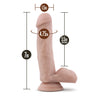 Vanilla skin tone realistic dildo. Featuring a realistic bulbous head, veins along the straight shaft, and realistic balls. Suction cup base. Additional images show alternate angles.