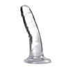 Shows clear realistic dildo without balls standing. Other photos show alternate angles. 