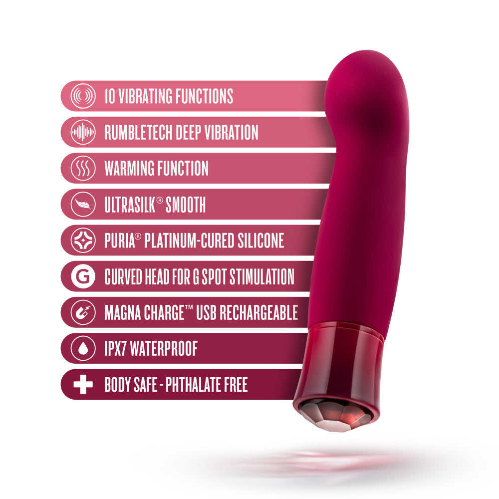 Oh My Gem Classy 5.5 Inch Warming G Spot Vibrator in Garnet - Made with Smooth Ultrasilk® Puria™ Silicone