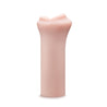 Vanilla skin tone stroker with a mouth shaped opening featuring lips and tongue. Smooth on the outside with ribbed internal tunnel for added stimulation. Additional images show alternate angles.