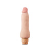 Vanilla skin tone realistic vibrating dildo. Defined pink head and subtle veins along the shaft. Twist dial on bottom to control intensity. Additional images show alternate angles.