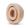 Vanilla skin tone vulva shaped donut sleeve that stretches to fit the rim of penis pump cylinders. Additional images show alternate angles.