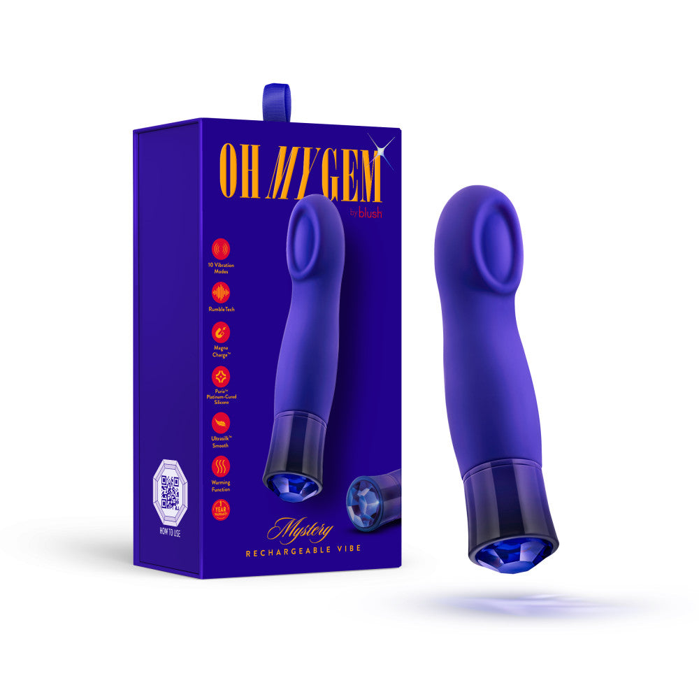 Blush Oh My Gem Mystery 5.5 Inch Warming G Spot Vibrator in Sapphire - Made with Smooth Ultrasilk® Puria™ Silicone