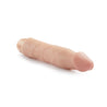 Vanilla skin tone vibrating dildo has an ultra realistic shape, with a defined but tapered head and veins along the shaft. Twist dial on bottom to adjust intensity. Additional images show alternate angles.